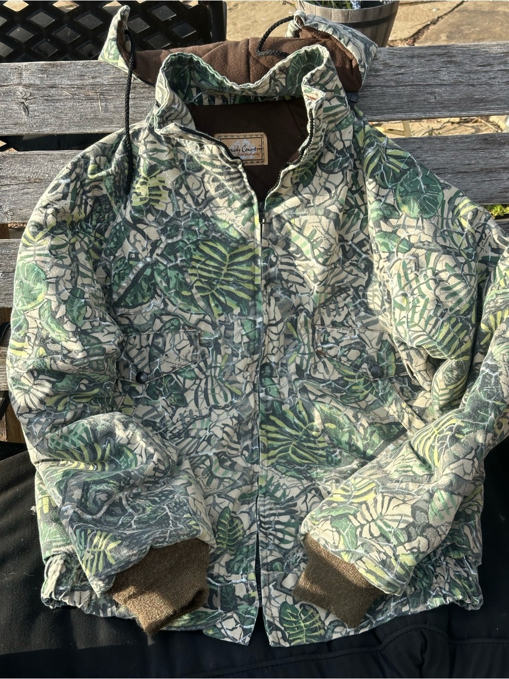 Vintage Brush Country Camouflage Hunting Jacket & Pants Set - 2pc Green Leaf Cam